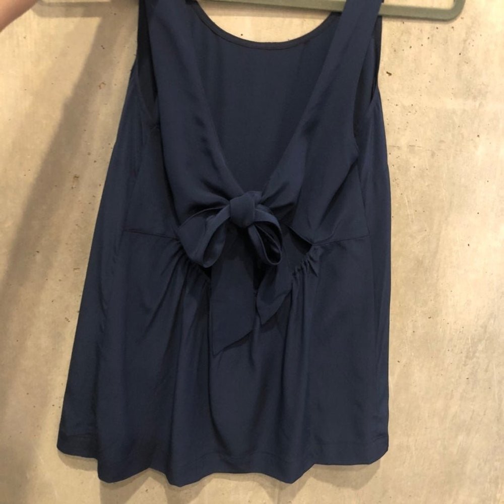 NWT Madewell Navy Silk Blouse w/ Bow